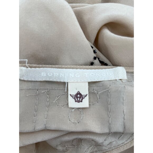 Burning Torch Beaded Silk Tunic Dress‎ Beige/Black Onyx V-Neck  Womens Size P - Picture 7 of 10